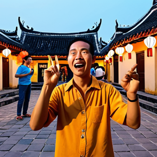 Home 20 **Prompt:** A diverse group of people, represented by modern, friendly avatars, are actively exploring the vibrant Hoi An Ancient Town in a high-fidelity virtual reality environment. They are gesturing, pointing at historical buildings and glowing lanterns, laughing, and showing expressions of awe and wonder. The scene conveys a sense of shared discovery and genuine human connection, transcending physical distance. Elements of Vietnamese traditional architecture and a bustling atmosphere are prominently featured, with soft, ambient lighting mimicking a pleasant evening.