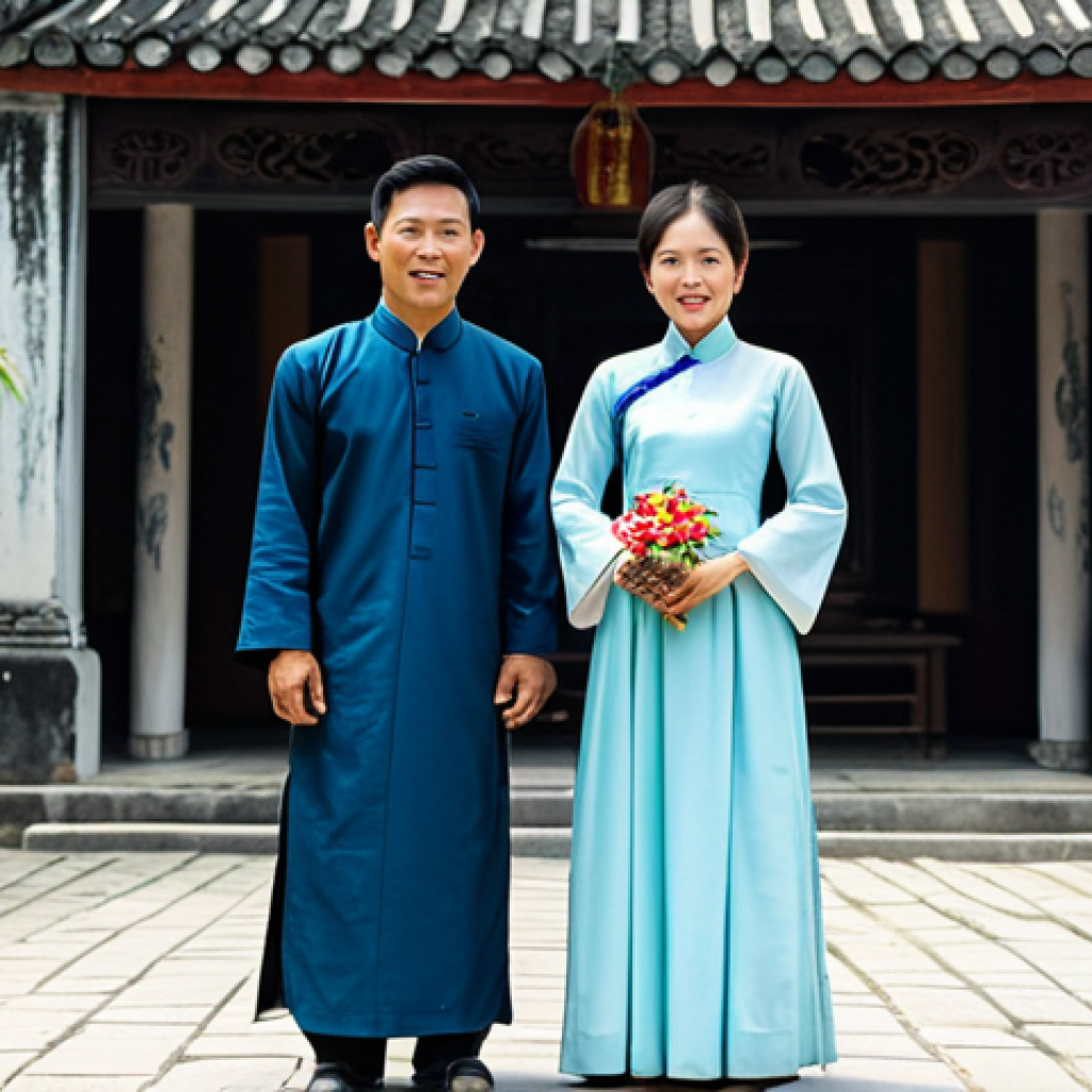 **

"A Vietnamese family in ao dai, fully clothed in traditional attire, standing in front of the Hội An ancient town, safe for work, appropriate content, perfect anatomy, natural proportions, family-friendly photography, daytime, clear sky, professional quality"

**