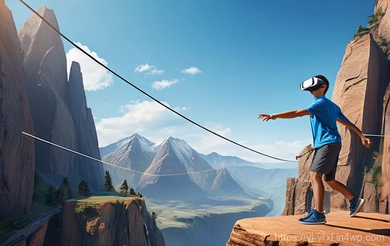 가상현실 여행에서의 개인적 성장 - **Prompt:** A young adult, dressed in casual, comfortable clothing, sits in a modern, well-lit livin...