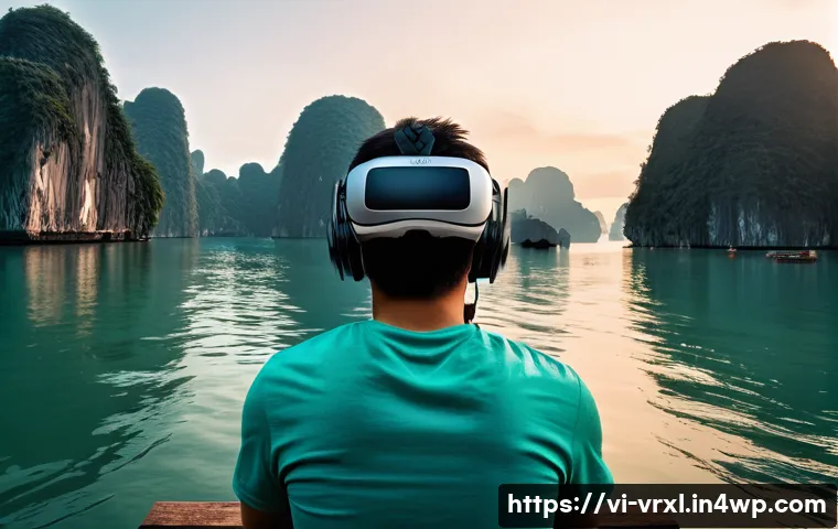 가상현실 여행에서의 사용자 참여 - **Prompt 1: Immersive Exploration of Ha Long Bay in VR**
"A photorealistic image of a person, mi...